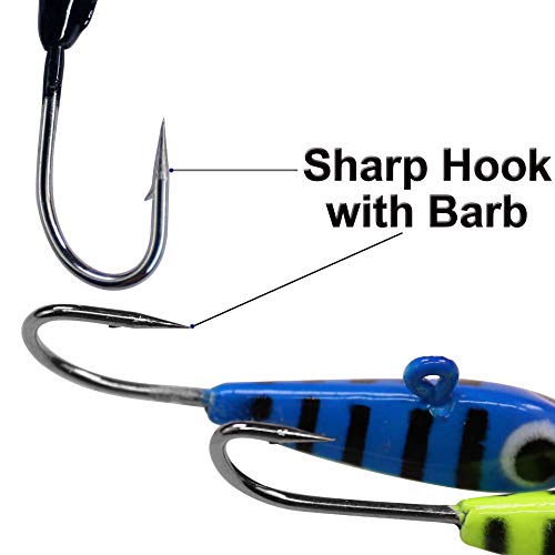 Ice Fishing Jigs Kit - Glow Lure Heads for Panfish & Walleye - Color D-9pcs