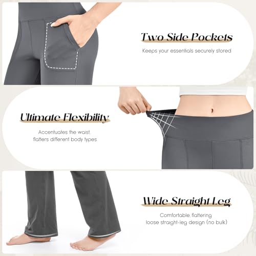 Walifrey Wide Leg Yoga Pants for Women with Pockets