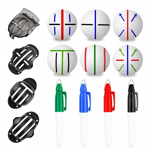 Precision Golf Ball Marker Set - 8 Pack with 4 Marking Stencils