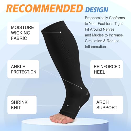 Small-Medium Toeless Compression Socks for Men & Women - Black, White, Pink