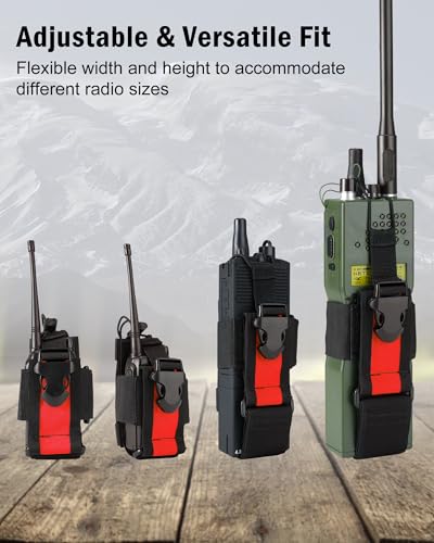 VIPERADE Black+Red MOLLE Radio Holster for Two-Way Radios Walkie Talkies