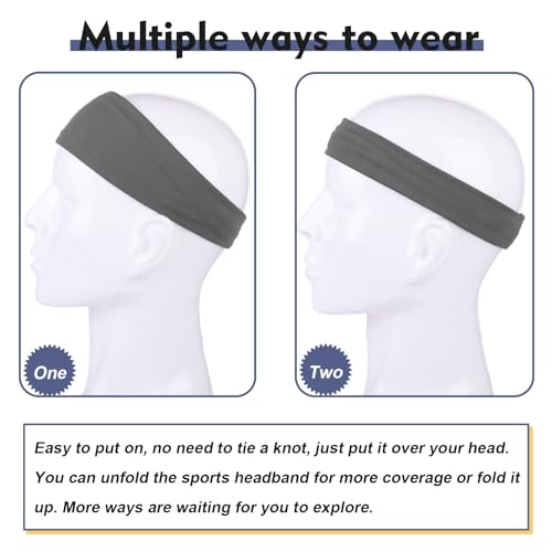 Moisture-Wicking Sports Headbands for Men - Black, Red, Army Green, Dark Gray, Blue