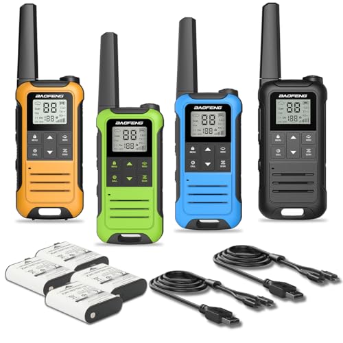 Baofeng F22 Long Range Walkie Talkies for Adults, Rechargeable Two-Way Radio with Flashlight, NOAA Weather Alert, USB-C Charge, Yellow Black Blue LGreen