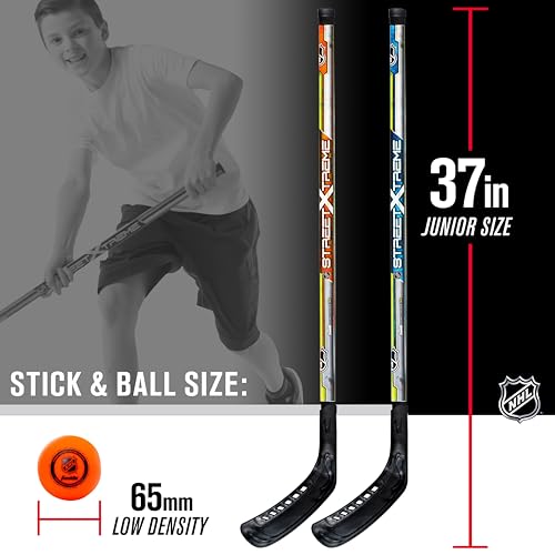 Kids Street Hockey Stick Set - 2 Youth Sticks & 1 Ball