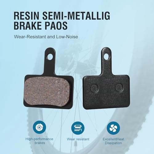 High-Performance Bike Brake Pads - 4 Pairs Black, Resin/Semi-Metallic