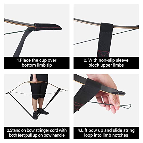 Archery Bow Stringer Tool for Recurve & Longbow - Black