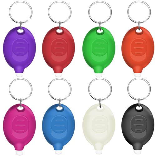 Mini LED Keychain Flashlight - Ultra Bright Portable Light - 8 Pack Multicolor