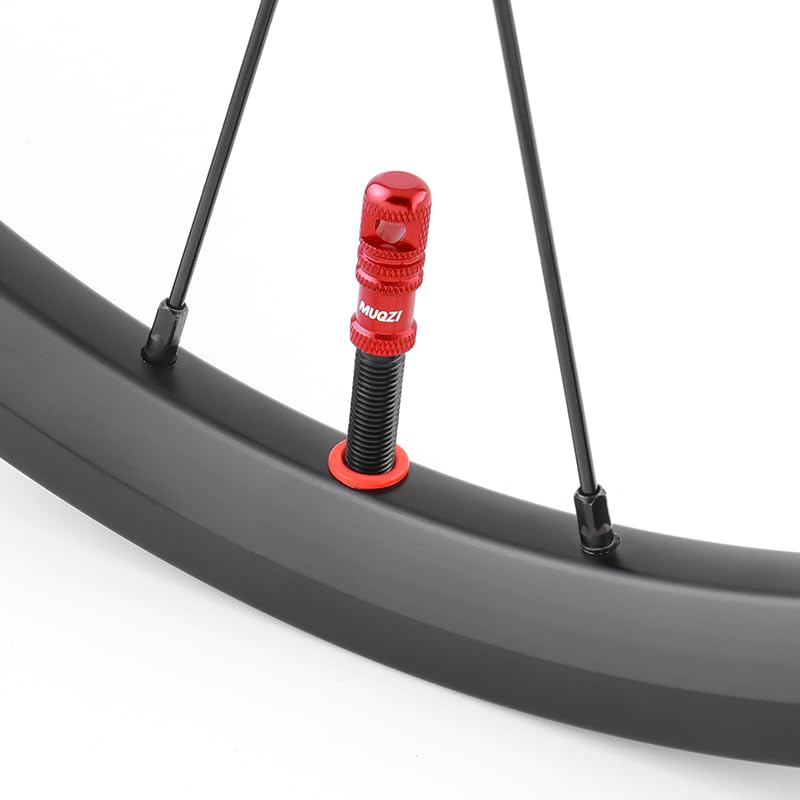 Presta Valve Stem Caps with Core Remover Tool - Red