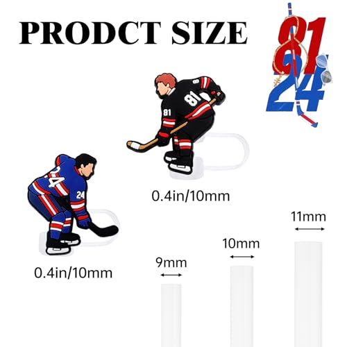Hockey-Themed Silicone Straw Covers - 2 Pack for 9-10mm Straws
