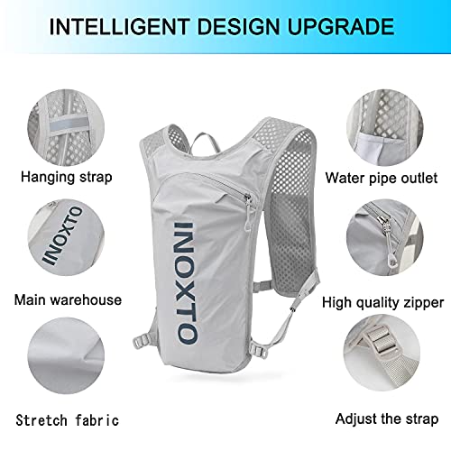 Lightweight Hydration Vest Backpack with 1.5L Bladder - Light Gray & Dark Blue