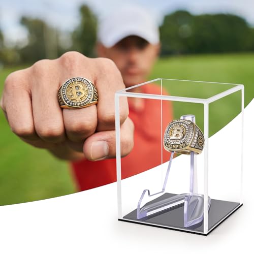 Clear Acrylic Championship Ring Display Case - UV Protected 1 Pack