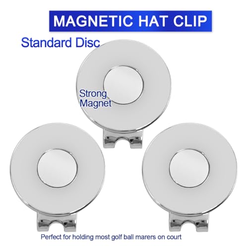 3-Pack Magnetic Golf Ball Marker Hat Clips - Nickel-Plated Alloy Holder