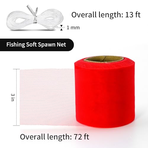 Philbinden 72 FT Fishing Soft Spawn Net,3'' Wide Sack Mesh Catfish
