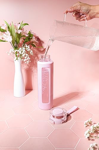 Ello Syndicate 20oz Glass Water Bottle with Flip Lid - Cashmere Pink