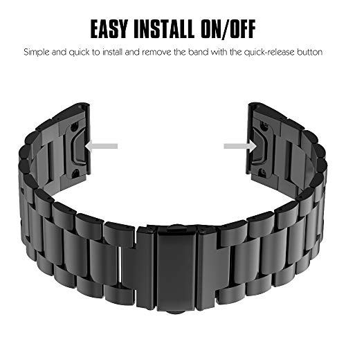 Stainless Steel Watch Band for Garmin Epix gen 2 Fenix 9 Pro 47mm - Black