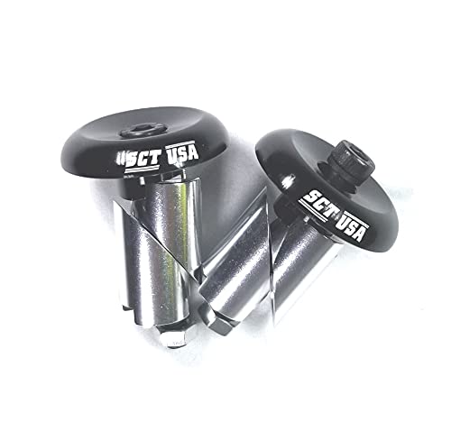 SCT USA Scooter and Bike Aluminum Bar Ends Plugs (Black)