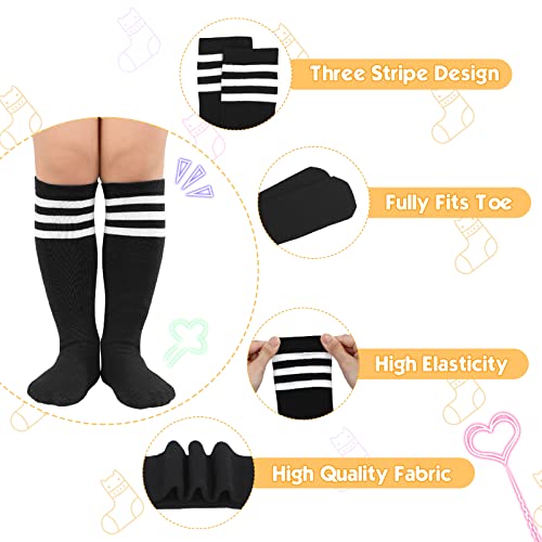 Youth Knee High Athletic Soccer Socks - 2 Pack Black & White (3-6 Years)
