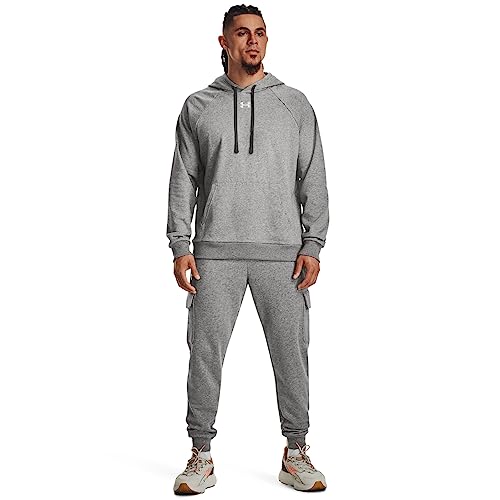 Under Armour Men's Rival Fleece Hoodie Small Castlerock Light Heather White