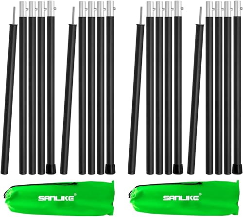 SANLIKE 75in Aluminum Collapsible Tent Poles Black 5 Sections - 4 Pack