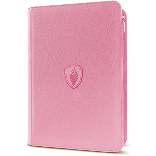 9 Pocket Trading Card Binder Album - Sturdy Zip Holder for 360 Cards, Pink