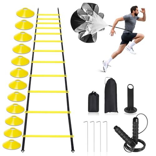 20ft Speed Agility Ladder Training Set with Cones & Jump Rope