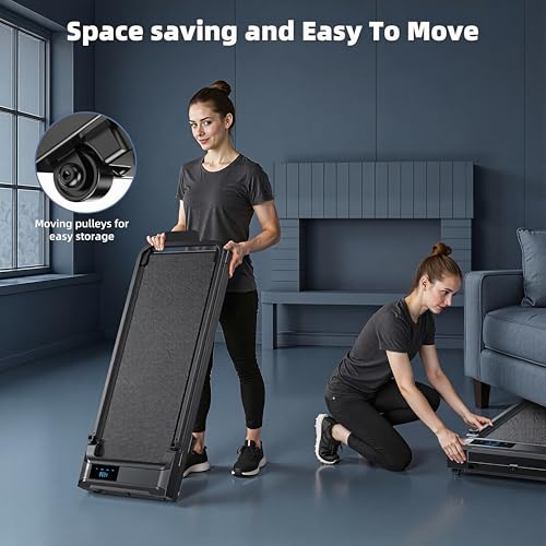 Folding Treadmill with Handle Bar - Compact Indoor Walking Pad