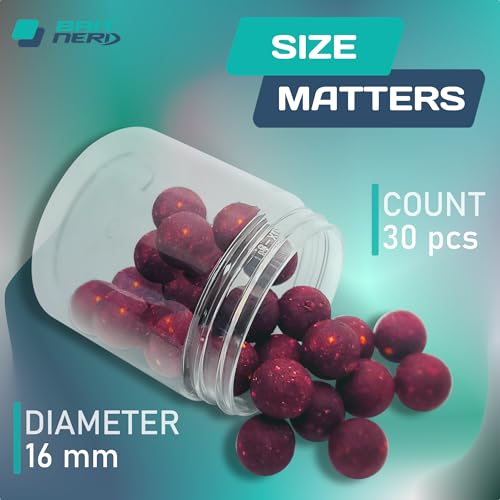 Bait Nerd 16mm Strawberry Soluble Carp Fishing Boilies - 30 Pieces