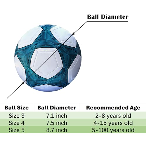 AYANICA Soccer Ball Size 5 with Pump & Needle, Blue – PU Practice Ball