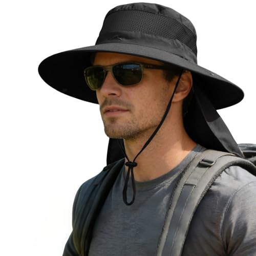 ZOORON Sun Hats for Men Women Fishing Hat with Neck Flap UPF 50+ Wide
