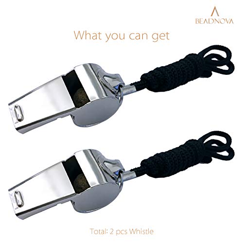 Stainless Steel Whistles with Lanyards - Loud Coach & Referee Whistle - 2pcs