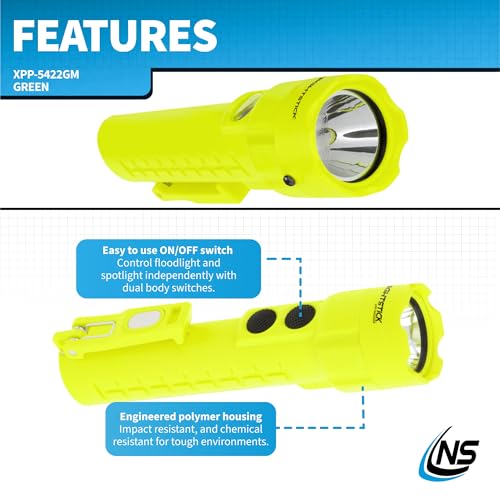 Nightstick XPP-5422GM Intrinsically Safe Dual-Light Flashlight w/Magnets-3 AA (not Included) -Green-UL913, Multicolor