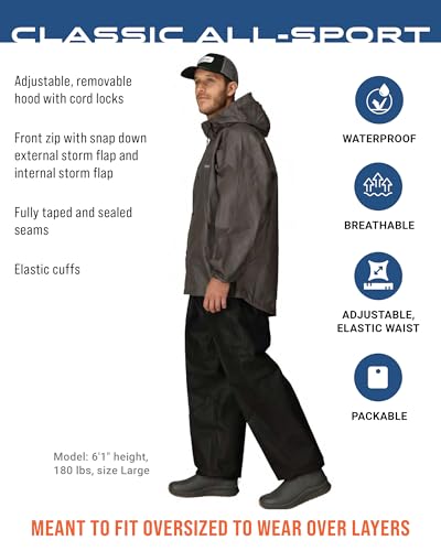 FROGG TOGGS Men’s All-Sport Waterproof Rain Suit Set, Stone/Black Large