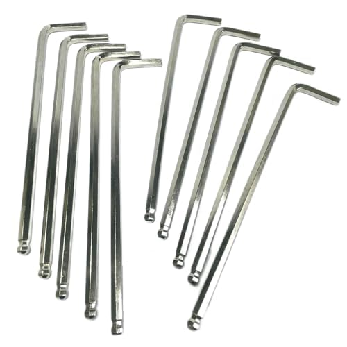10pcs 5mm Ball End Allen Wrench sets,5mm Hex Key Wrench set,5mm ball end Hex Driver allen key Door Key L Shaped hex wrench set with Long Arm 156mm lengh.5mm ball end hex wrench