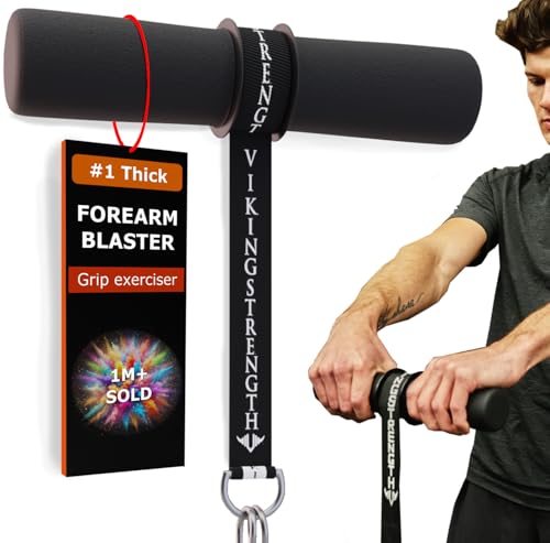 Forearm Strength Roller with Thick Handles - VikingStrength Wrist Roller for Grip Training
