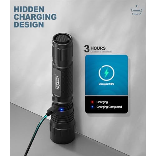 Feyachi 1500 Lumen LED Tactical Flashlight Rechargeable IPX7 Protection 4 Modes Weapon Light Picatinny Rail Flashlight Included with Pressure Switch