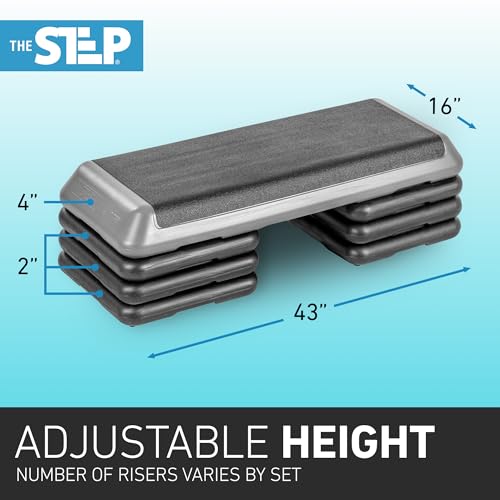 Aerobic Step Platform with 4 Stackable Risers - Grey