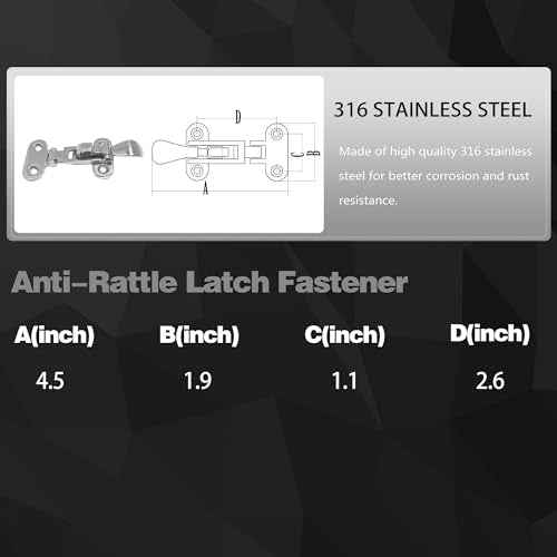 Stainless Steel Hasps Marine Grade 316 SS Boat Latches Heavy Dudy Door Latch with Screws (B-2 Pack)