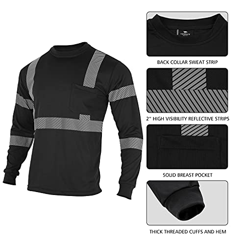 VENDACE Safety Reflective High Visibility Long Sleeve Shirts ANSI Class 3 Hi Vis Construction Work T Shirts for Men