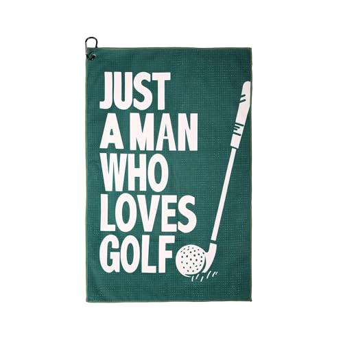 Funny Microfiber Golf Towel with Clip - 24x16 Inch - Green/White