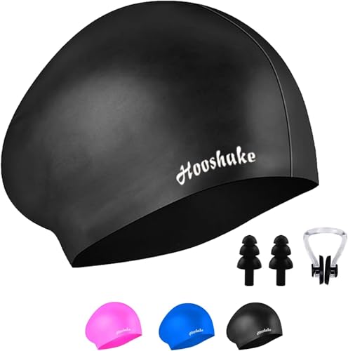 Silicone Swimming Cap for Long Hair - Black - 1PCS