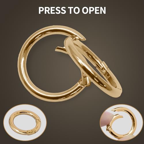 10 Pcs Small Round Metal Carabiner Clips - 0.8 Inch Gold