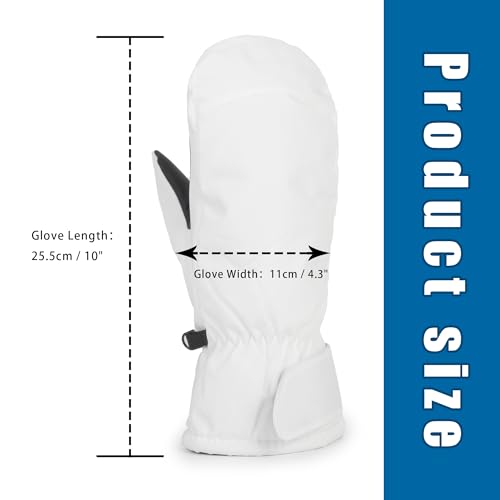Warm Winter Ski Gloves for Men & Women - White Mittens