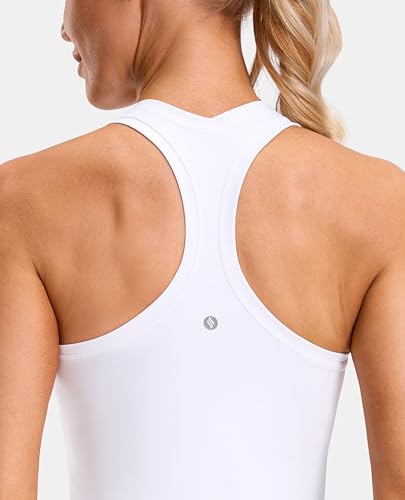 Women's Workout Tank Top Racerback Gym Shirt Small White - SANTINY