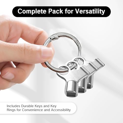 BRBASAP 3 Packs Radiator Key with 1 Rings Bleeder Keys for Bleeding Old Home Radiator Air Valve Durable Handle Tool to Turn Off Water Valves Bleed Keys for Home Radiator Maintenance and Repairs