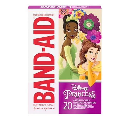 Disney Princess Adhesive Bandages for Kids - Sterile Assorted Sizes, 20 Count