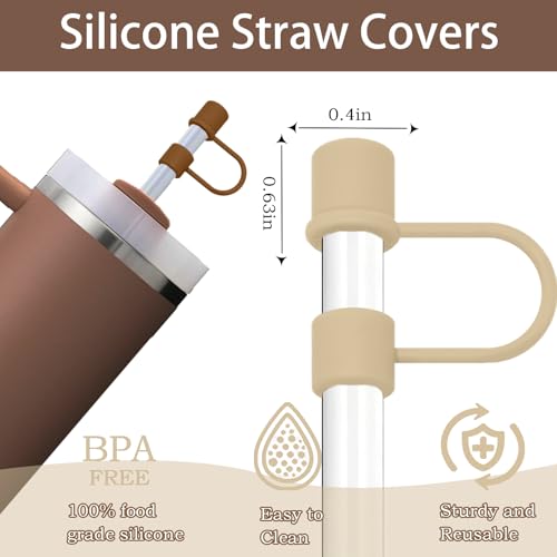 6-Piece Silicone Straw Covers for 10mm Tumbler Straws - Colorful Style