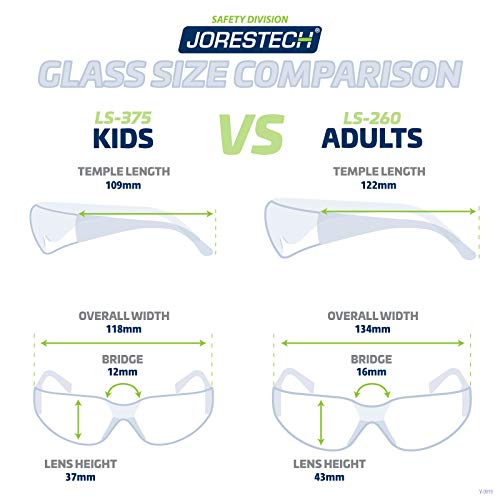 Kids Safety Glasses - ANSI Z87+ Compliant, Clear Polycarbonate Lenses