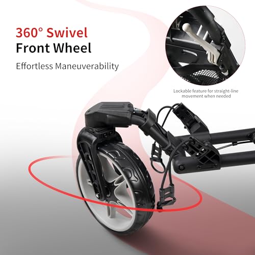 Lightweight Golf Push Cart with 360° Swivel Wheel - Lime