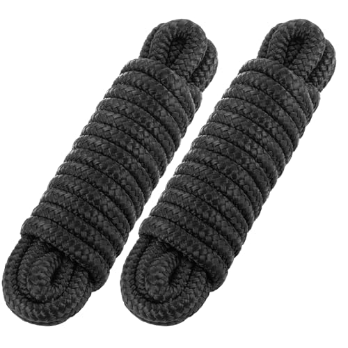 2 Pack Nylon Dock Lines - 3/8" x 15' with Pre-Spliced 12" Soft Loops, Heavy Duty Marine Rope