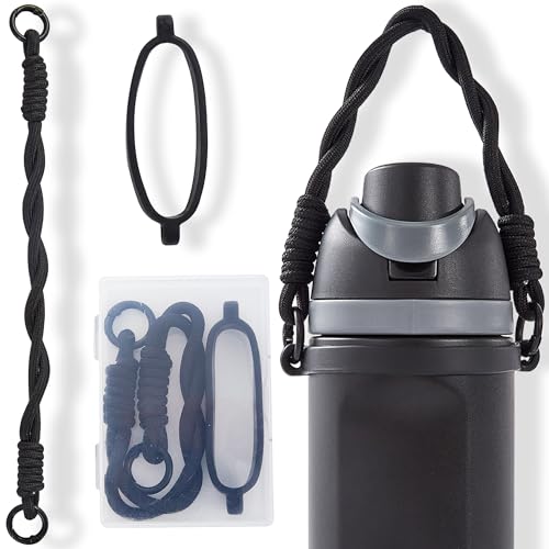 Silicone Handle Strap for Owala Water Bottles - Black with Handle
